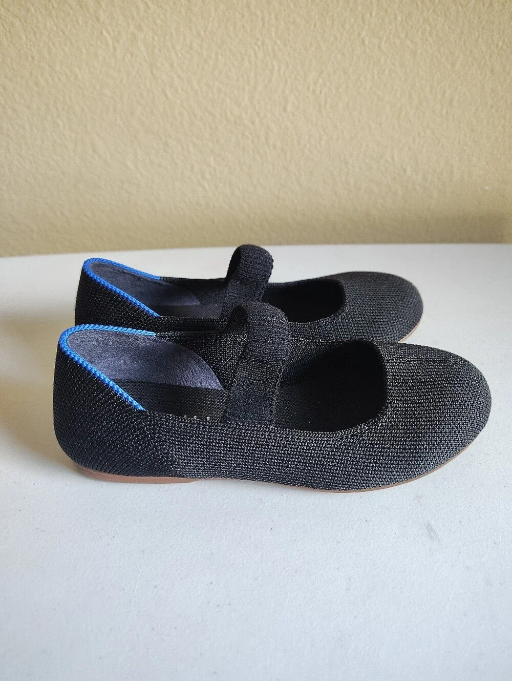 Rothy's The Kids Mary Jane Black Knit Shoes Girls Size 12 Flat Washable Comfort